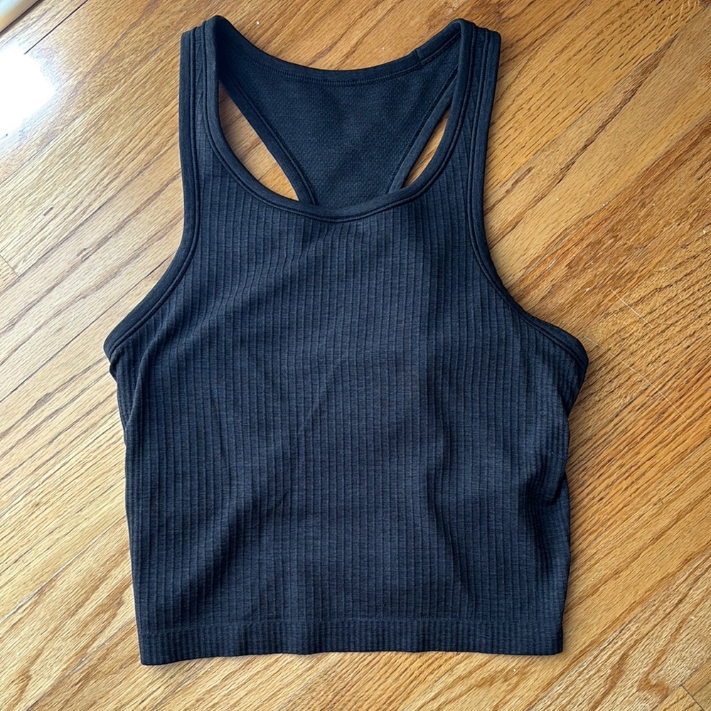 Lululemon Black Ribbed Tank Top with built in bra